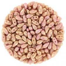 Czech DropDuo Perlen 3x6mm Chalk white red luster 03000/14495